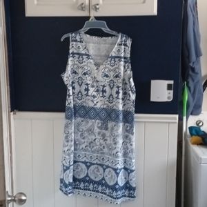 Ladies blue and white sundress size XL